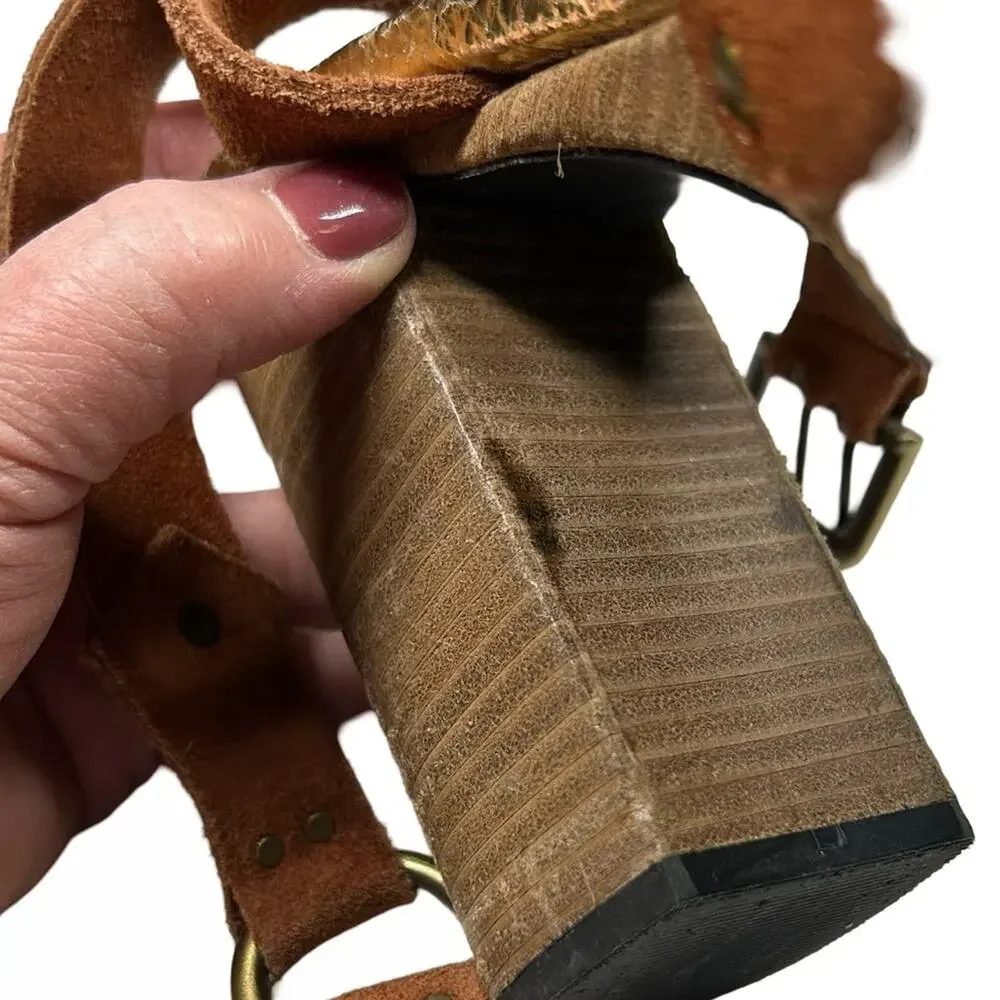 Free People Justine Platform Sandals Size 40 EU | 10‎ US Suede Boho Hippie Chic